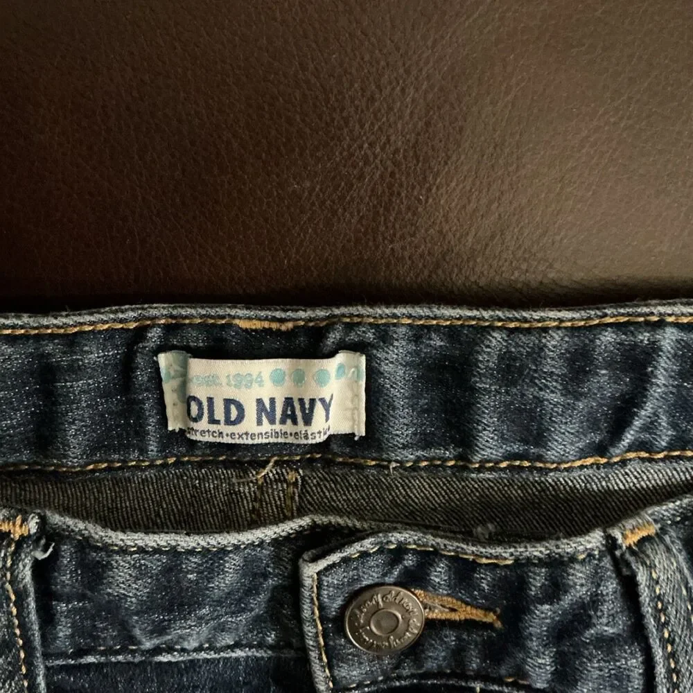 Old Navy Girls Blue Denim Chino Shorts Size 14 Regular Fit Zip Flat Front